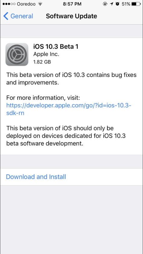 IOS 10.3 beta